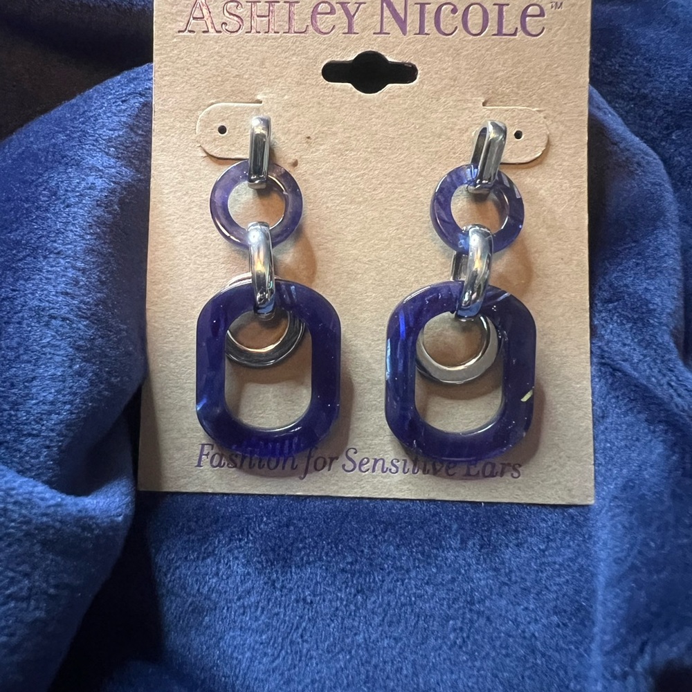Ashley Nicole Blue and Silver Earrings